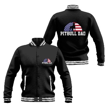 Discover Pitbull Dad Embracing USA Flag Merica Pride Art Baseball Jackets