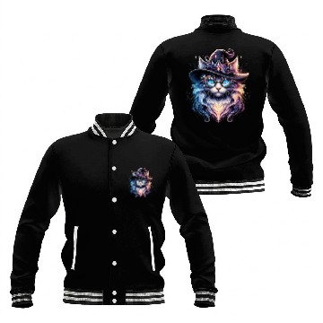 Discover Cat Fantasy "Enchanted Wizard Cat" Baseball Jackets