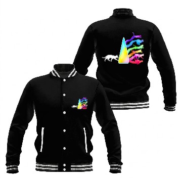 Discover Funny Science Nerd, Geek Cat Physics Rainbow Baseball Jackets