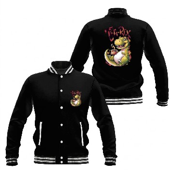 Discover Tea-Rex Delight Dino drinking tea Baseball Jackets
