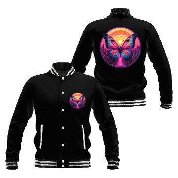 Discover Synthwave ButterFly at Sunset Baseball Jackets