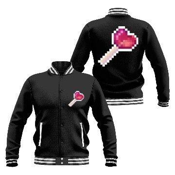Discover Pixel Art Sprite Cute Heart Lollipop Baseball Jackets