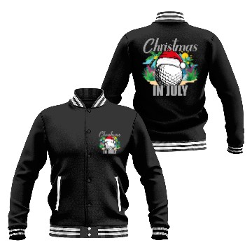 Discover Christmas in July Golf Santa Hat Funny Summer Baseball Jackets