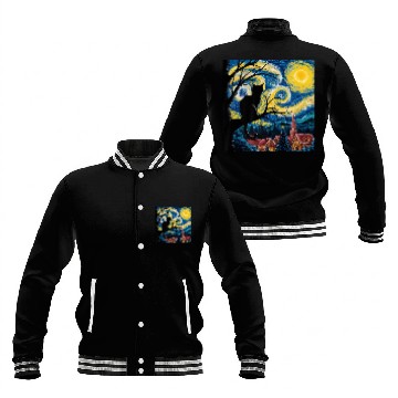 Discover Starry Night Cat Art Premium Baseball Jackets