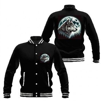 Discover Nature Moon Alpha Cute Wolf Moon nature Baseball Jackets