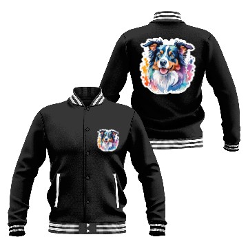 Discover Border Collie Watercolor Baseball Jackets