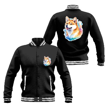 Discover Shiba Inu Watercolor Baseball Jackets