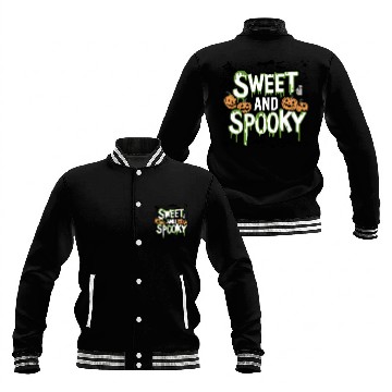 Discover Sweet and Spooky - Sweet Halloween Saying Baseball Jackets