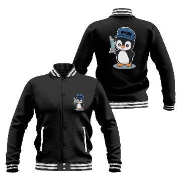 Discover New York Penguin Holding Statue Of Liberty Baseball Jackets