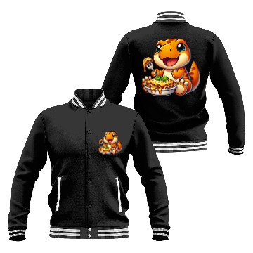 Discover Dino Dinosaur T-Rex Lasagna Italian Food Baseball Jackets