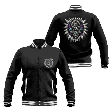 Discover Aztec Warrior Mask with Tribal Art and Ancient Baseball Jackets
