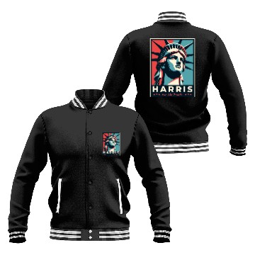 Discover Harris 2024 statue of liberty Kamala Harris Baseball Jackets