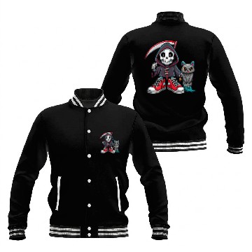 Discover A colorful cartoon death skeleton Baseball Jackets