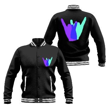 Discover Two heavy metal hard rock horn finger hand gesture Baseball Jackets