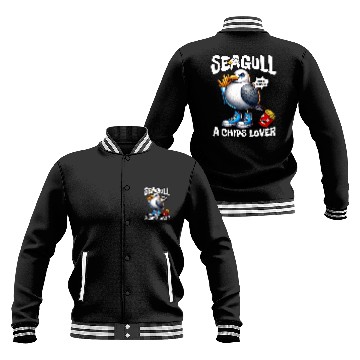 Discover Seagull The Potato Chips Lover Funny Sea Bird Baseball Jackets