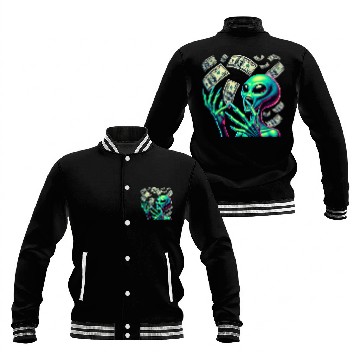 Discover Alien Money Splash Baseball Jackets