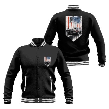 Discover Rev up your patriotism - Muscle car and usa flag Baseball Jackets
