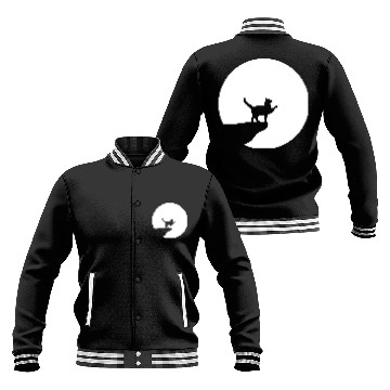 Discover Cat Moon Cliff At Night Werewolf Round Howling Fun Baseball Jackets