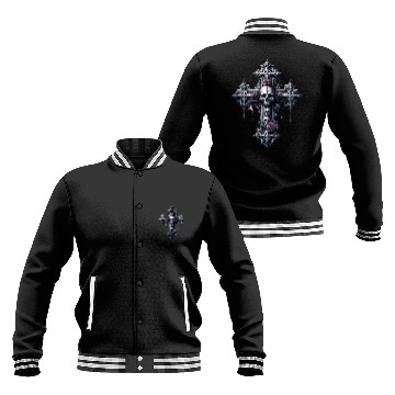 Discover Gothic Cross Collection - Skulls and Red Roses Baseball Jackets
