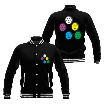 Discover Vibrant Abstract Faces: Unique Digital Art Baseball Jackets