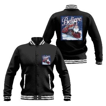 Discover Believe Train North Pole Xmas Santa Claus Christma Baseball Jackets