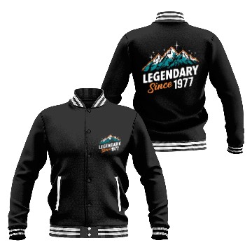 Discover Legendary Since 1977 Hiker Birthday Mountain Baseball Jackets