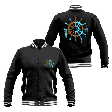 Discover Ship Steering Wheel Sailing Graffiti Spray Drops Baseball Jackets