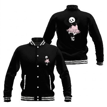 Discover unique dancing panda in pink ballet dress Baseball Jackets