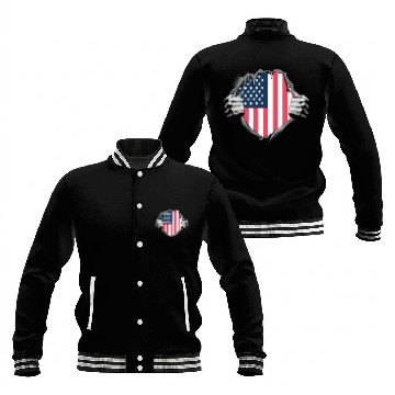 Discover Bold American Flag Inside Design Baseball Jackets