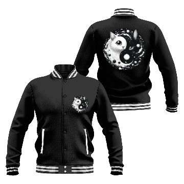 Discover Ying and Yang Cats Asian Meditation Gift Idea Baseball Jackets