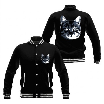 Discover Cat Lover Realistic Pet Face Cute Cool Kitten Head Baseball Jackets