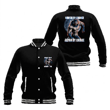 Discover Human by chance Alpha by choice wolf design Baseball Jackets