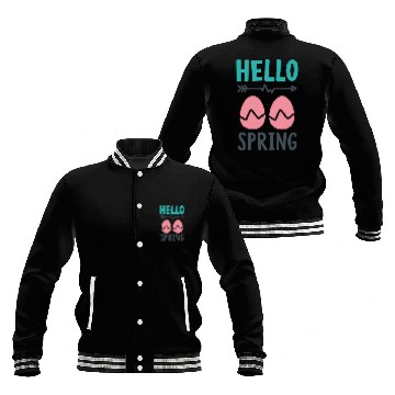 Discover Hello Spring - Spring Design with Easter Eggs Baseball Jackets