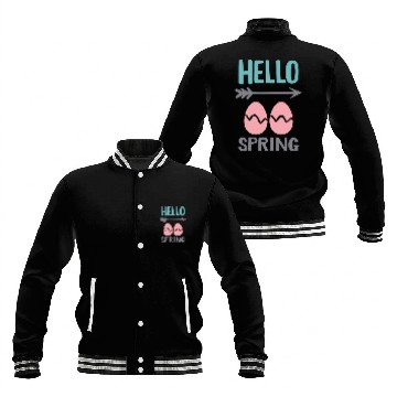 Discover Hello Spring - Spring Design with Easter Eggs Baseball Jackets