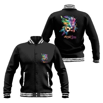 Discover Colorful Mardi Gras Mask Feather Party Design Baseball Jackets
