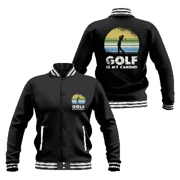 Discover Golf Is My Cardio Vintage Sunset Silhouette Baseball Jackets