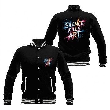 Discover Silence Kills Art – Bold Typography Design Baseball Jackets