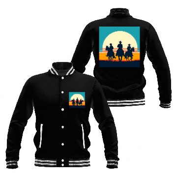 Discover Wild West Sunset Cowboy Baseball Jackets