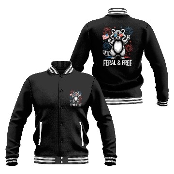 Discover Feral And Free Patriotic Raccoon Baseball Jackets