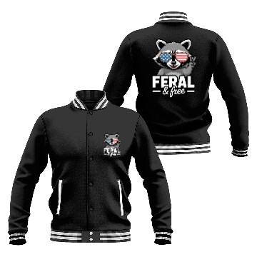 Discover Feral And Free Patriotic Raccoon Baseball Jackets