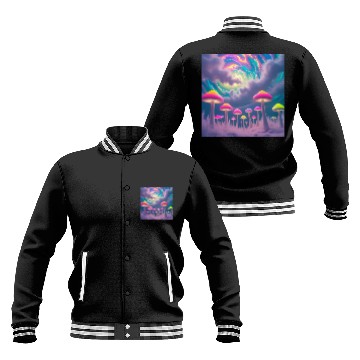 Discover Neon Mushroom Forest – Psychedelic Minimalist Baseball Jackets