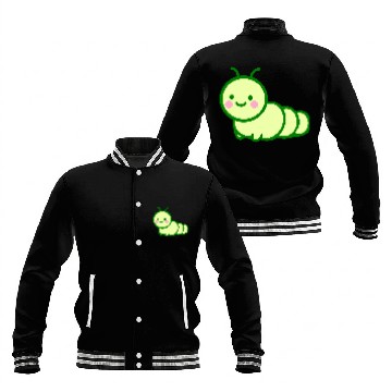 Discover Cute Green Caterpillar- Adorable Insect Lover Baseball Jackets