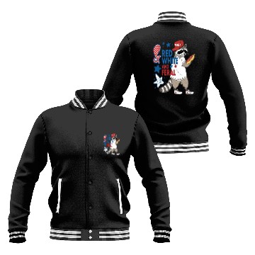 Discover Red White and Feral Funny USA Baseball Jackets