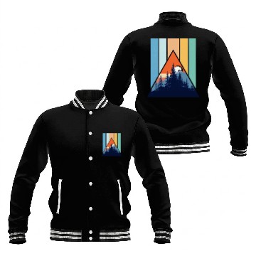 Discover Geometric Mountain Forest Sunset Baseball Jackets