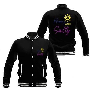 Discover Happy & Salty Sun Design Baseball Jackets