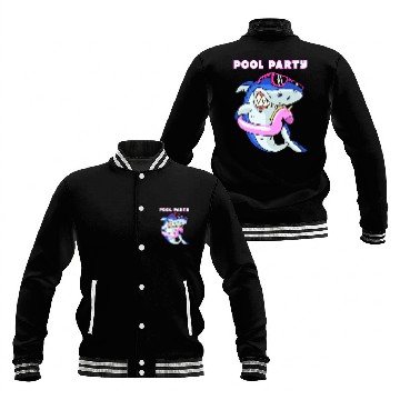 Discover Pool Party Squad Unicorn Shark Birthday Baseball Jackets