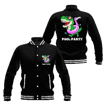 Discover Pool Party Squad Dinosaur Swimming Baseball Jackets