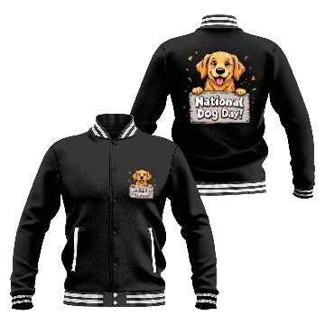 Discover Celebratory Puppy for National Dog Day Baseball Jackets