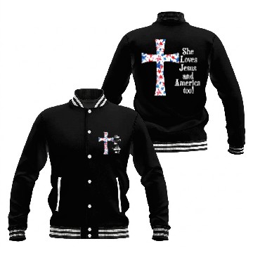 Discover Patriotic Jesus Cross Design Baseball Jackets