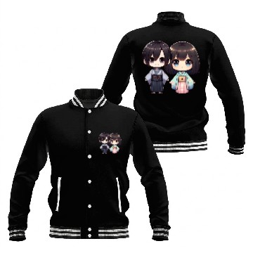 Discover Chibi Kawaii Traditional Kimono Duo Baseball Jackets